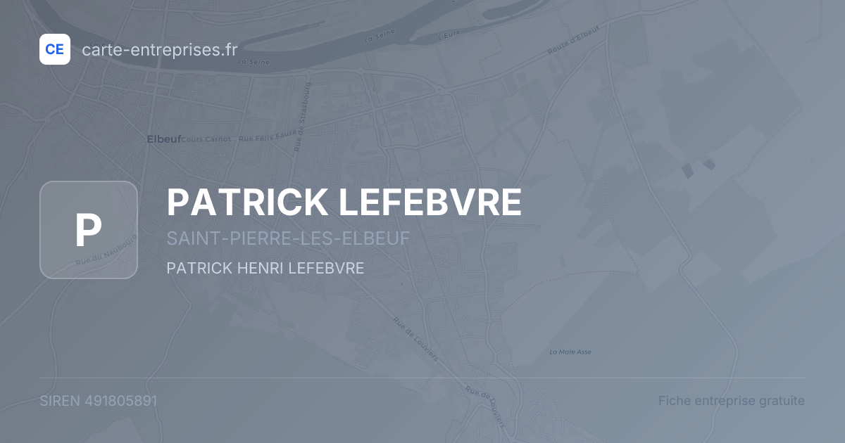 PATRICK LEFEBVRE — 491805891 — fiche entreprise