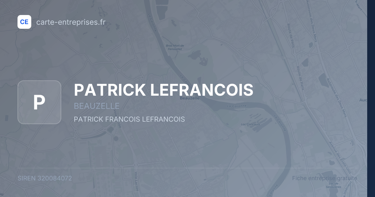 PATRICK LEFRANCOIS — 320084072 — fiche entreprise