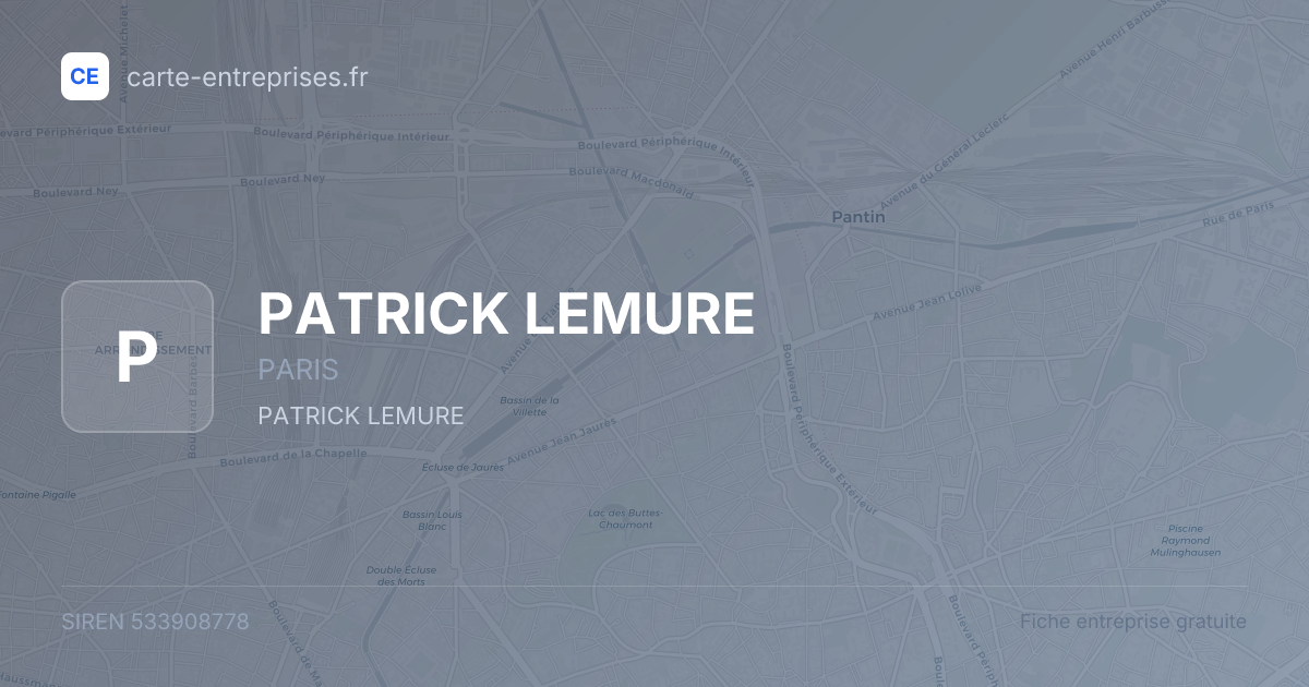 PATRICK LEMURE — 533908778 — fiche entreprise