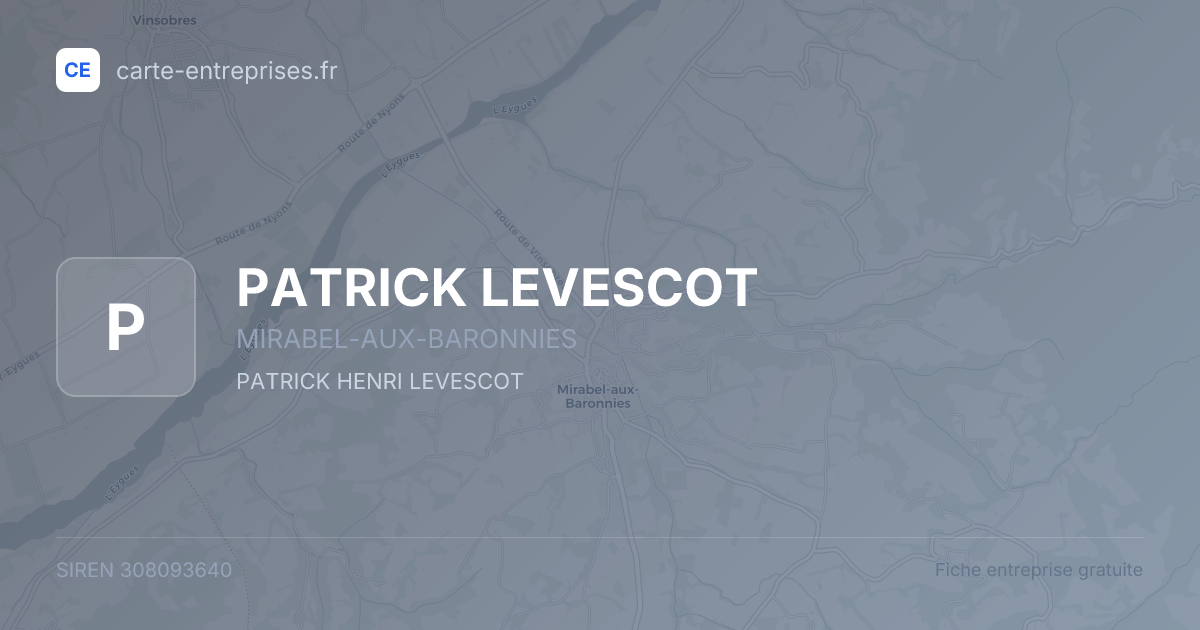 PATRICK LEVESCOT — 308093640 — fiche entreprise