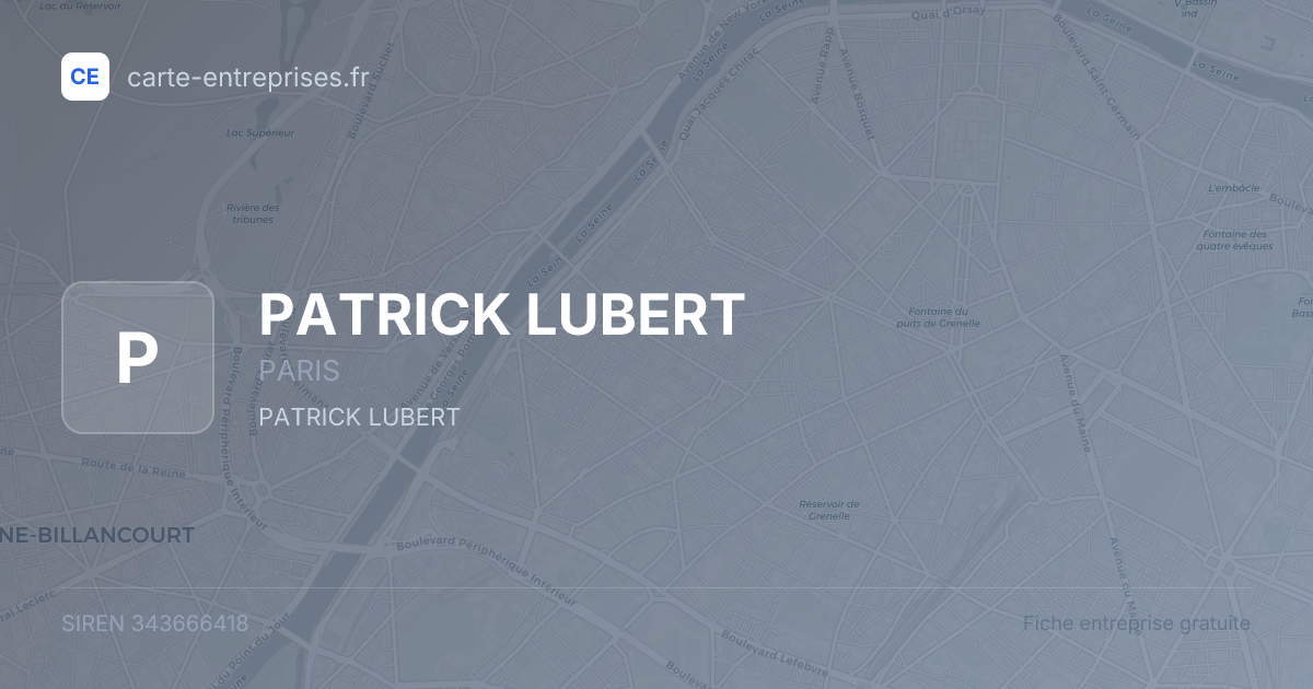 PATRICK LUBERT — 343666418 — fiche entreprise