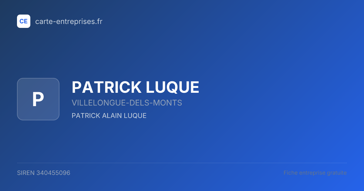 PATRICK LUQUE — 340455096 — fiche entreprise