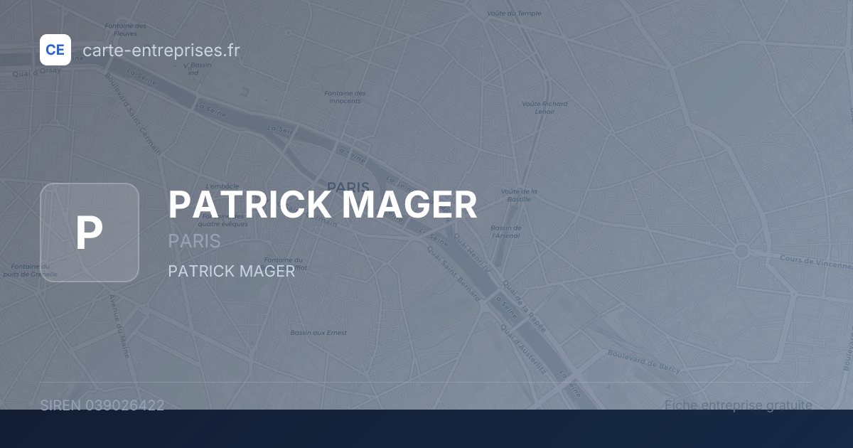 PATRICK MAGER — 039026422 — fiche entreprise
