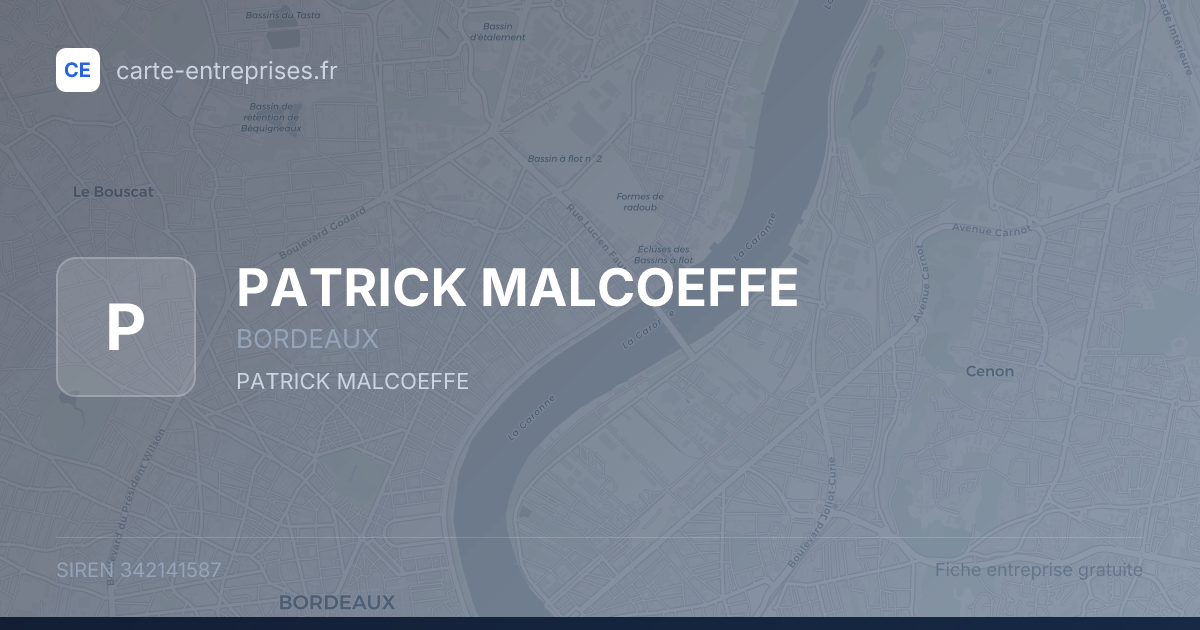 PATRICK MALCOEFFE — 342141587 — fiche entreprise