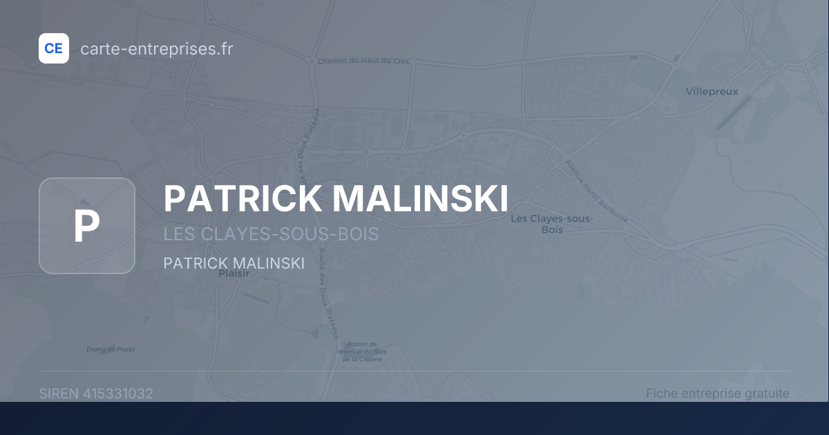 PATRICK MALINSKI — 415331032 — fiche entreprise