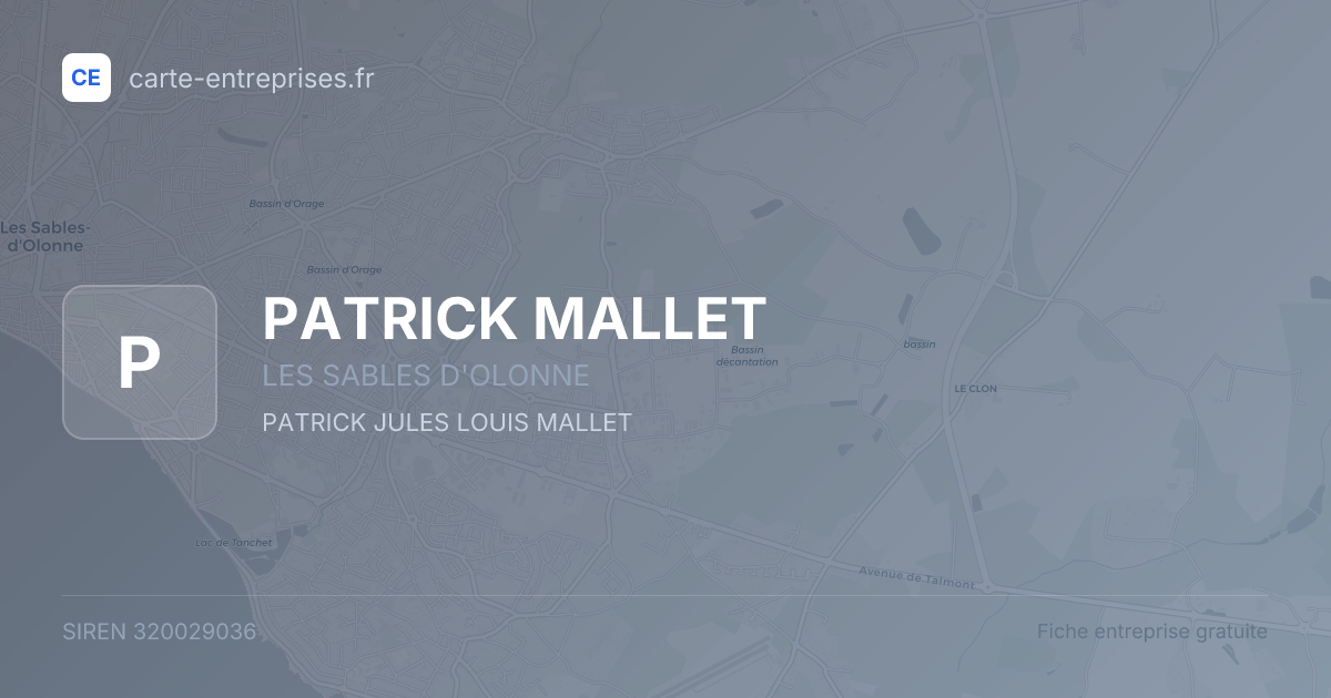 PATRICK MALLET — 320029036 — fiche entreprise