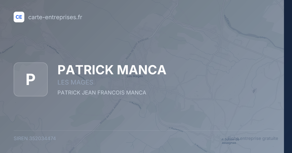 PATRICK MANCA — 352034474 — fiche entreprise