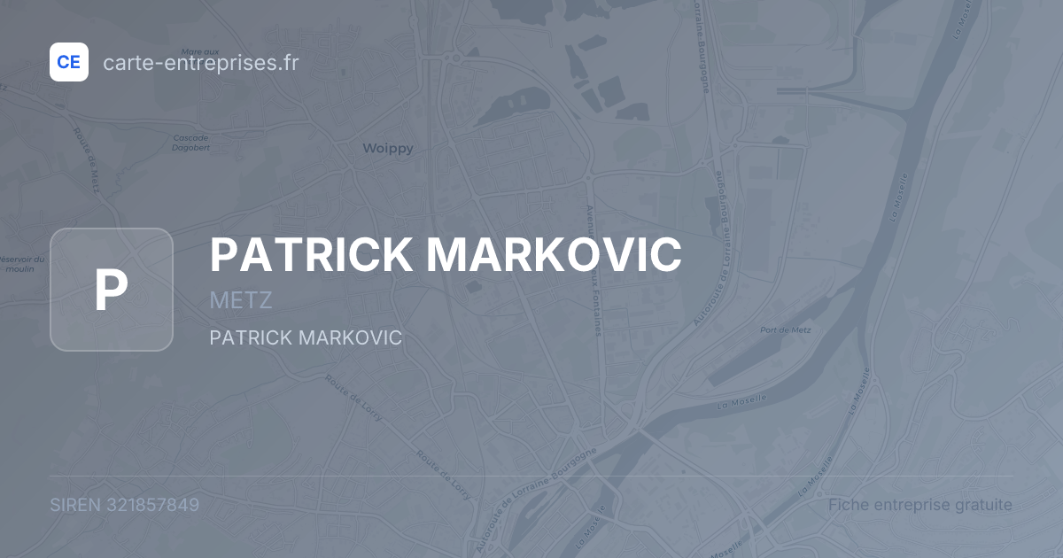 PATRICK MARKOVIC — 321857849 — fiche entreprise