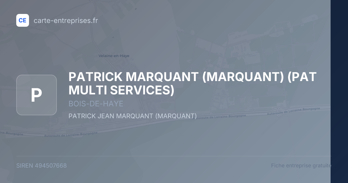 PATRICK MARQUANT (MARQUANT) (PAT MULTI SERVICES) — 494507668 — fiche entreprise