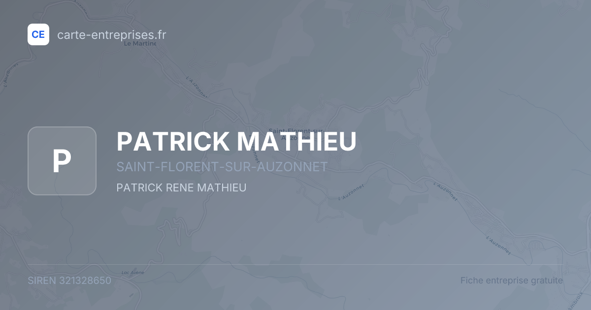 PATRICK MATHIEU — 321328650 — fiche entreprise