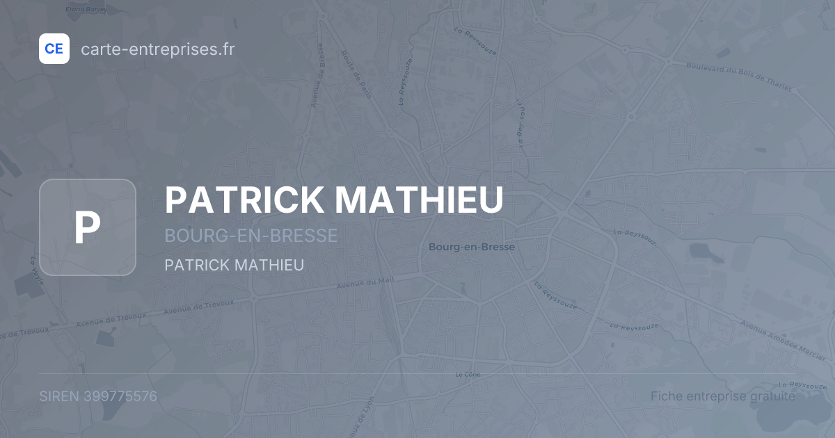 PATRICK MATHIEU — 399775576 — fiche entreprise