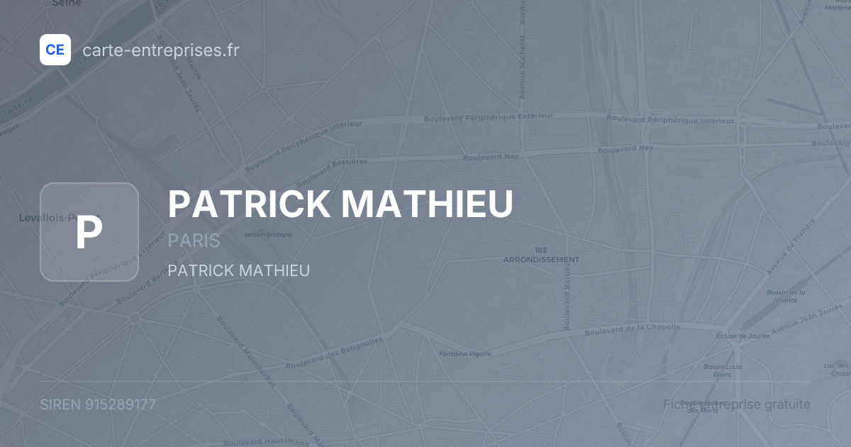 PATRICK MATHIEU — 915289177 — fiche entreprise