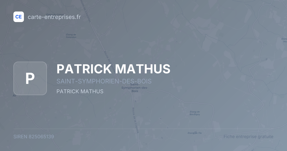 PATRICK MATHUS — 825065139 — fiche entreprise