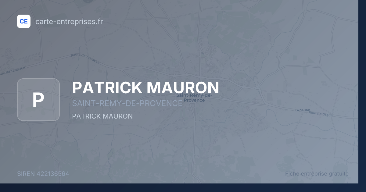 PATRICK MAURON — 422136564 — fiche entreprise