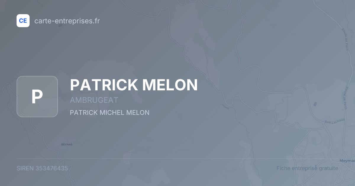 PATRICK MELON — 353476435 — fiche entreprise