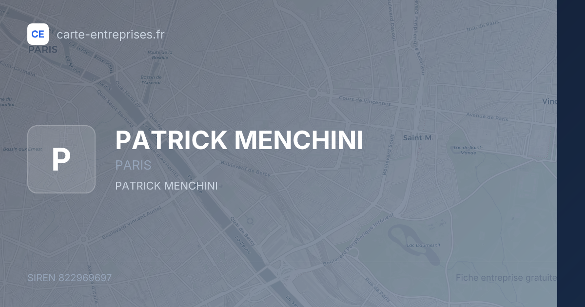 PATRICK MENCHINI — 822969697 — fiche entreprise