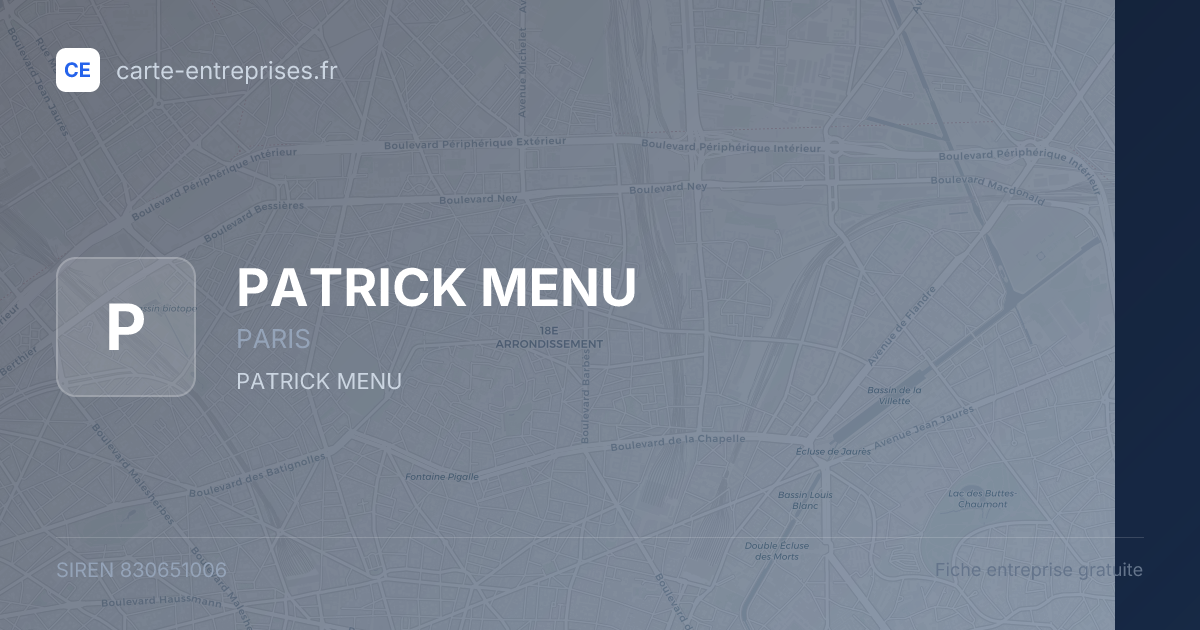 PATRICK MENU — 830651006 — fiche entreprise