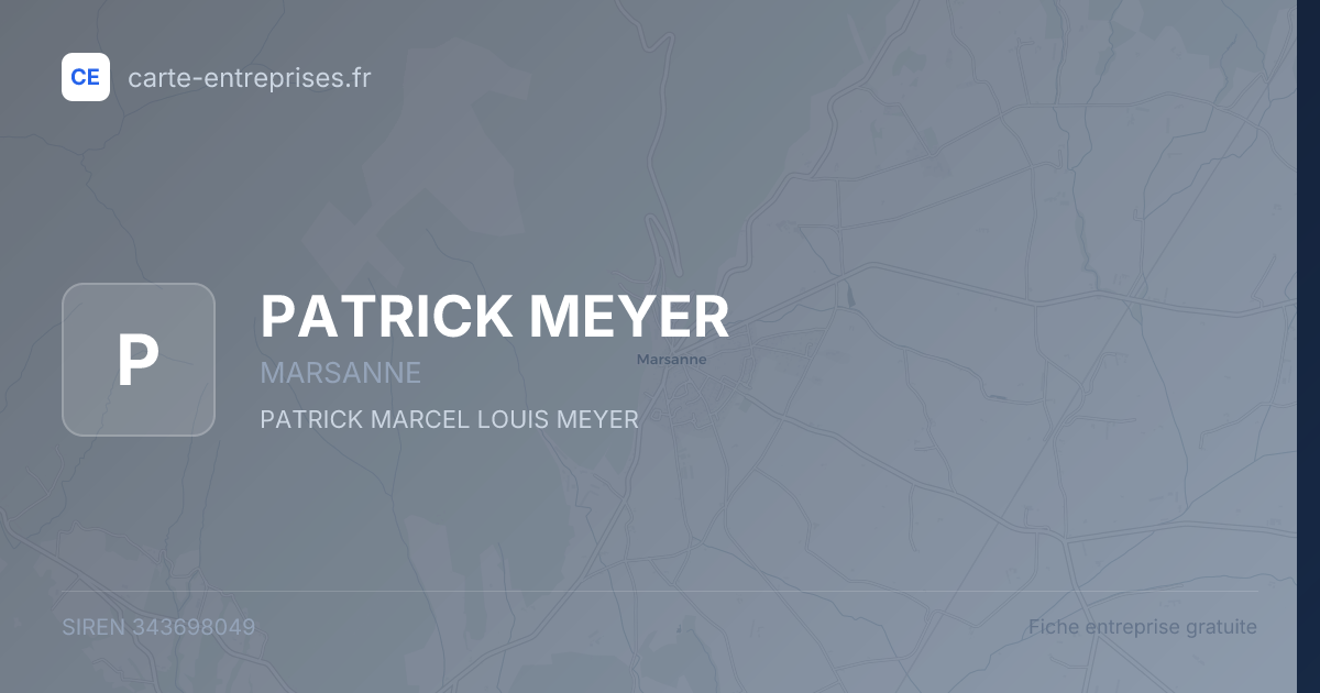 PATRICK MEYER — 343698049 — fiche entreprise