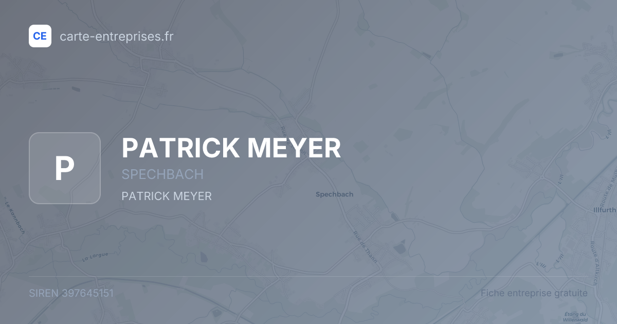 PATRICK MEYER — 397645151 — fiche entreprise