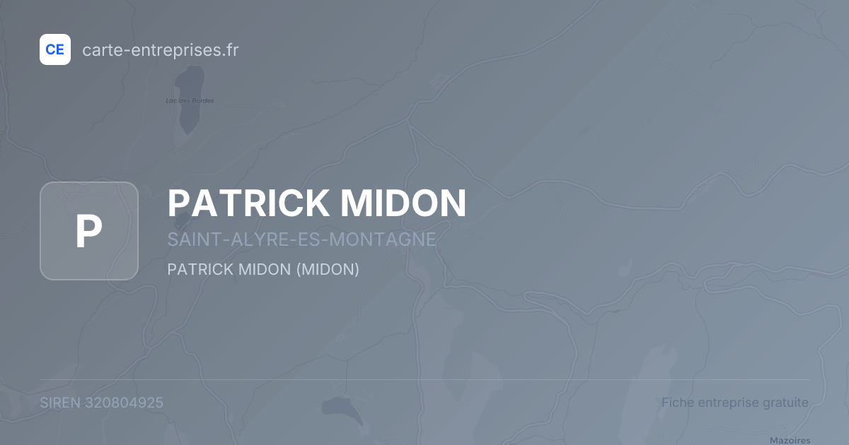 PATRICK MIDON — 320804925 — fiche entreprise