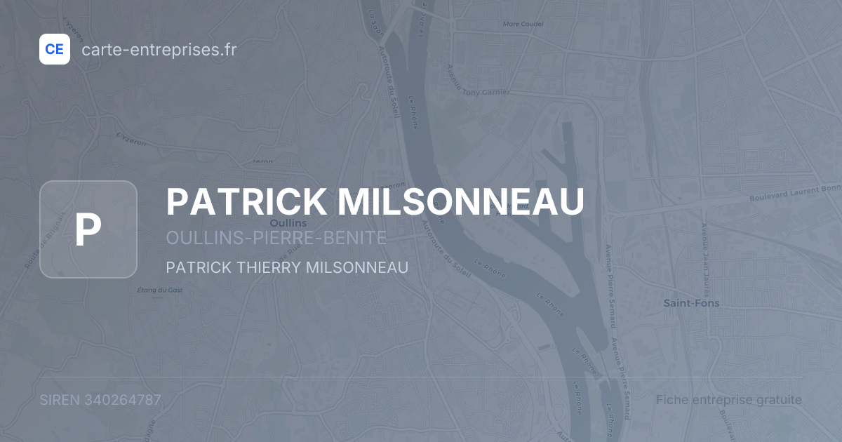 PATRICK MILSONNEAU — 340264787 — fiche entreprise