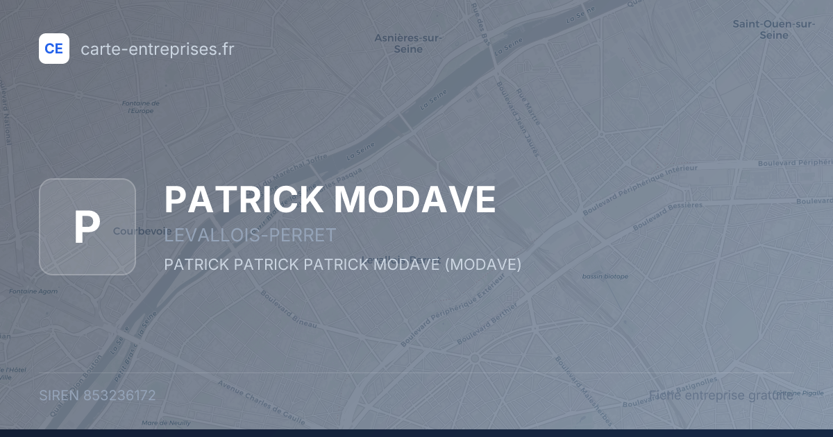 PATRICK MODAVE — 853236172 — fiche entreprise