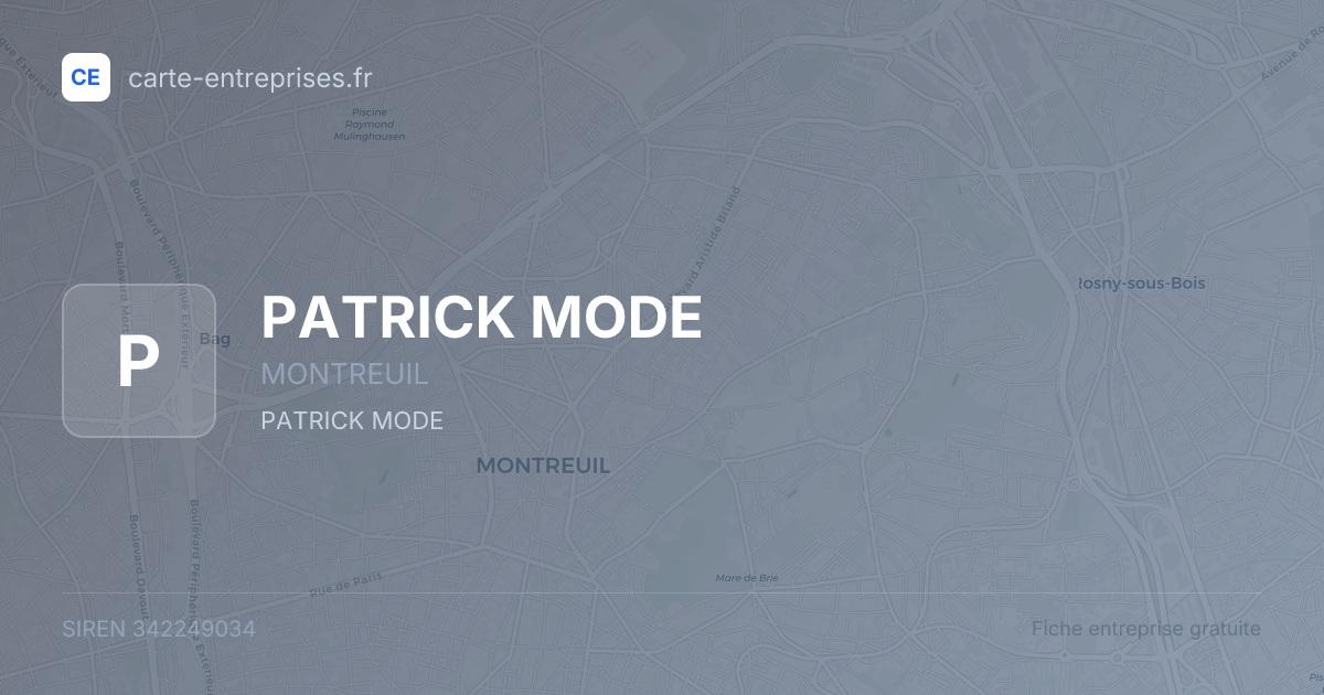 PATRICK MODE — 342249034 — fiche entreprise