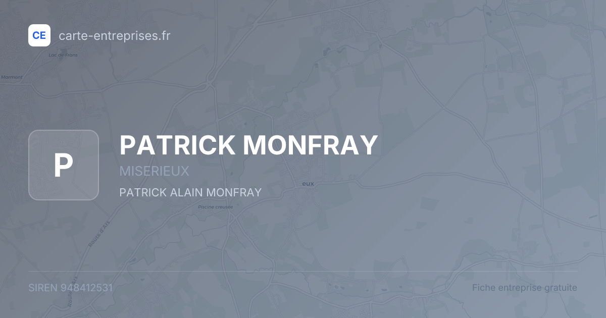 PATRICK MONFRAY — 948412531 — fiche entreprise