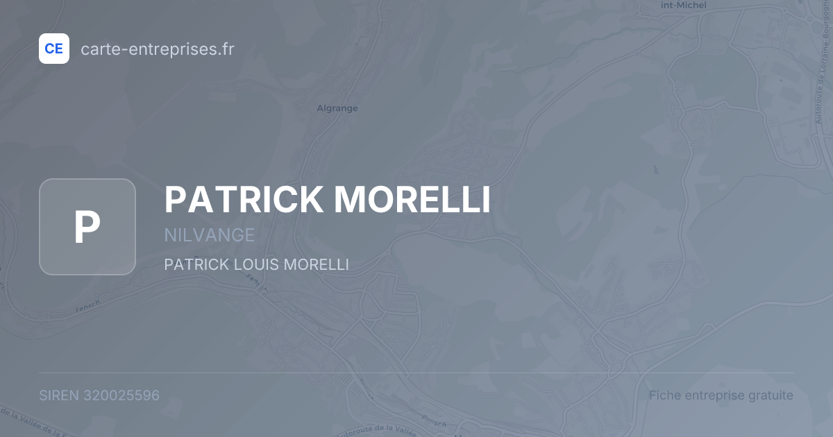 PATRICK MORELLI — 320025596 — fiche entreprise