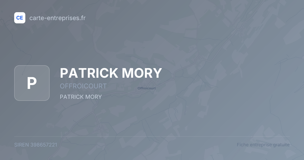 PATRICK MORY — 398657221 — fiche entreprise