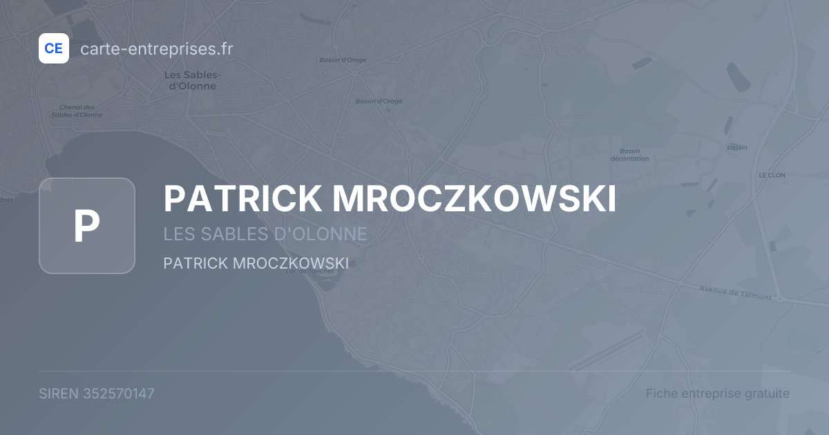 PATRICK MROCZKOWSKI — 352570147 — fiche entreprise