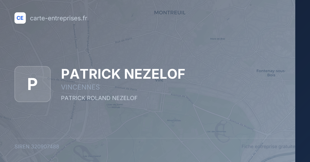 PATRICK NEZELOF — 320907488 — fiche entreprise