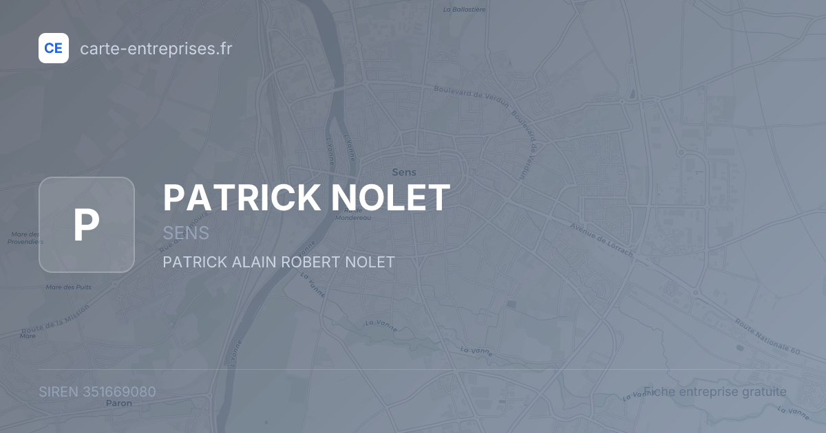 PATRICK NOLET — 351669080 — fiche entreprise