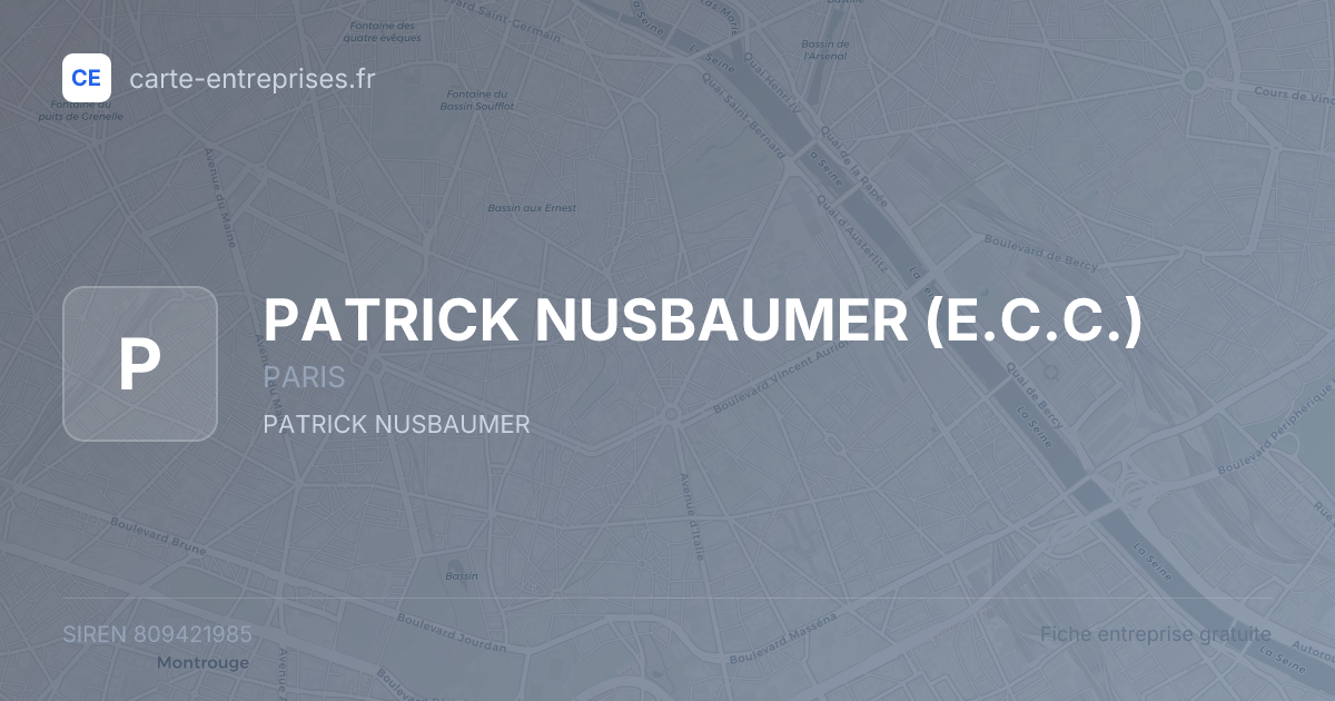 PATRICK NUSBAUMER (E.C.C.) — 809421985 — fiche entreprise