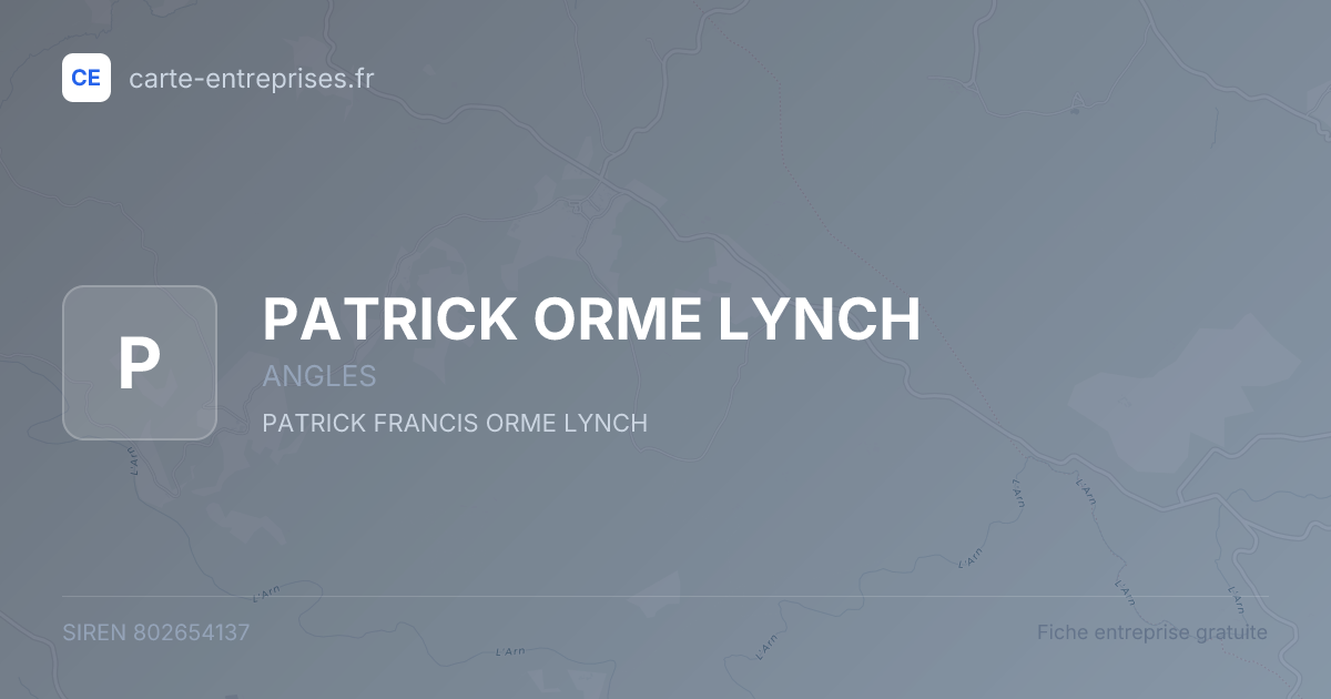 PATRICK ORME LYNCH — 802654137 — fiche entreprise
