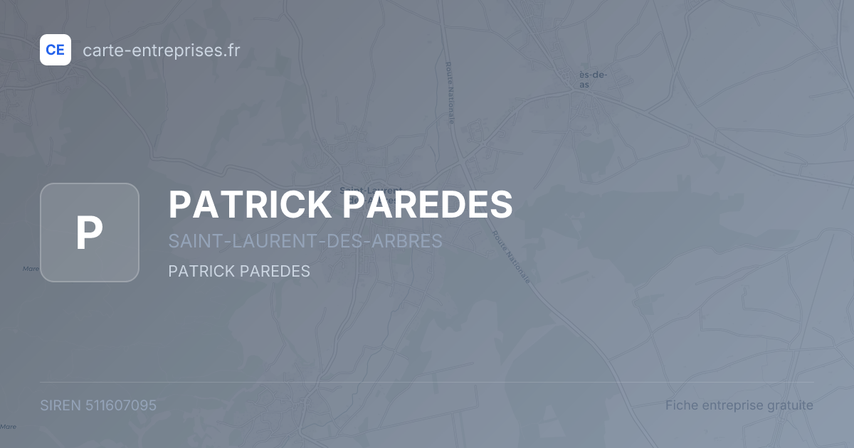 PATRICK PAREDES — 511607095 — fiche entreprise
