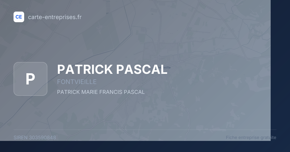 PATRICK PASCAL — 303590848 — fiche entreprise