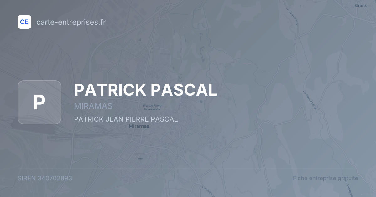 PATRICK PASCAL — 340702893 — fiche entreprise