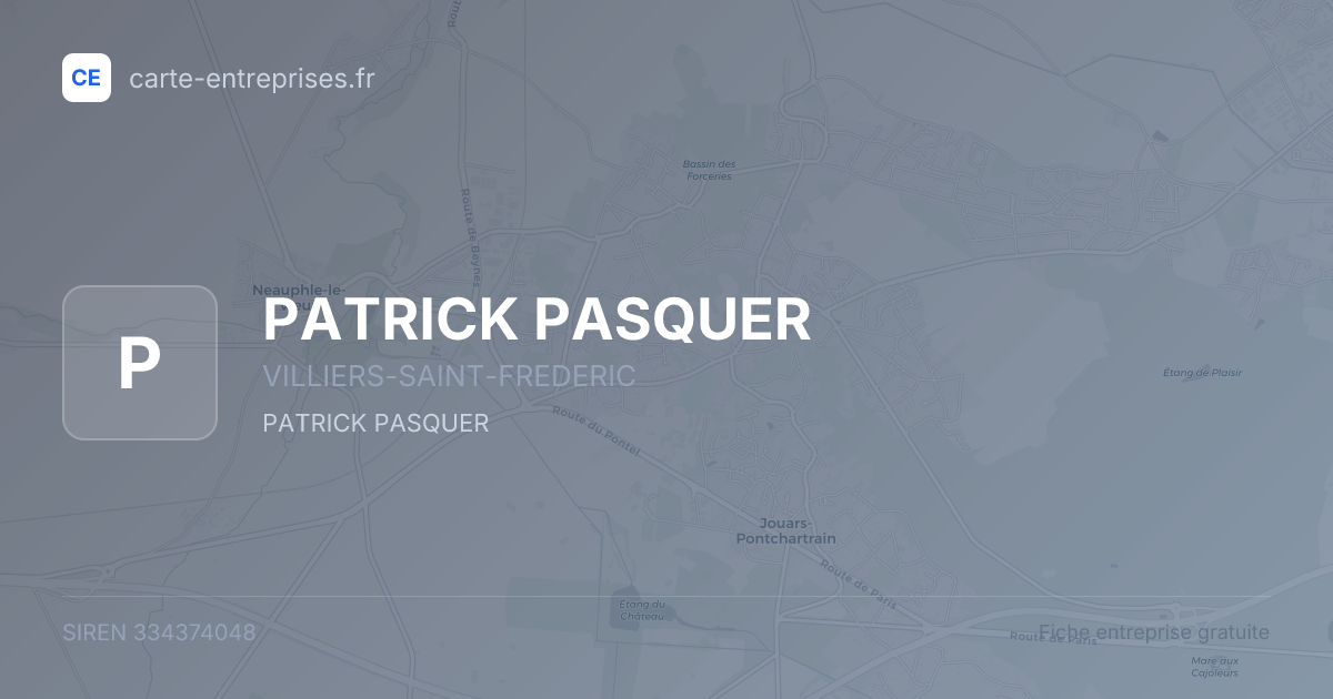 PATRICK PASQUER — 334374048 — fiche entreprise
