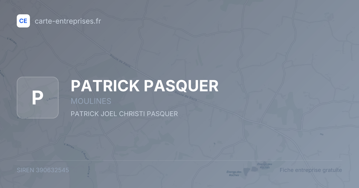 PATRICK PASQUER — 390632545 — fiche entreprise