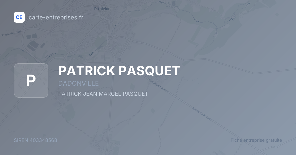 PATRICK PASQUET — 403348568 — fiche entreprise