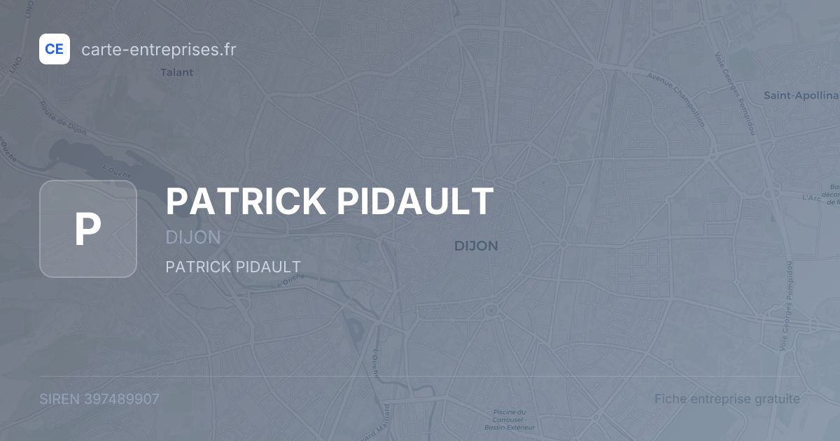 PATRICK PIDAULT — 397489907 — fiche entreprise