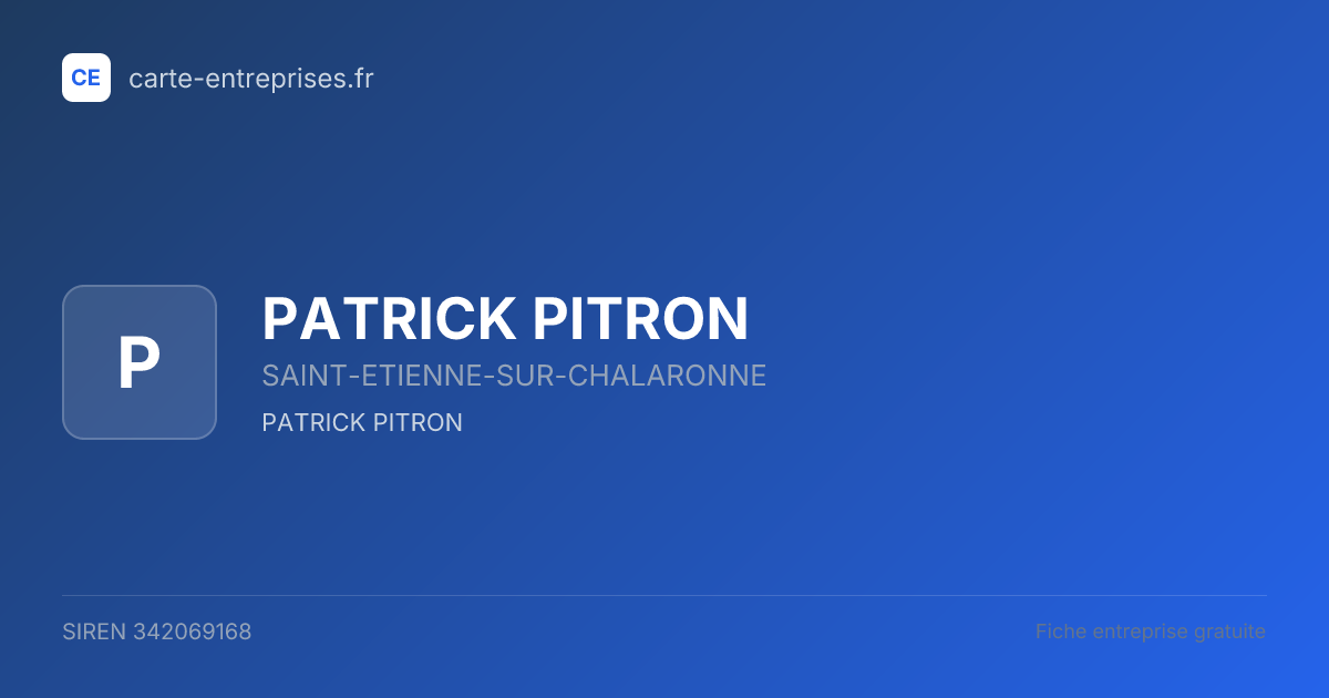 PATRICK PITRON — 342069168 — fiche entreprise