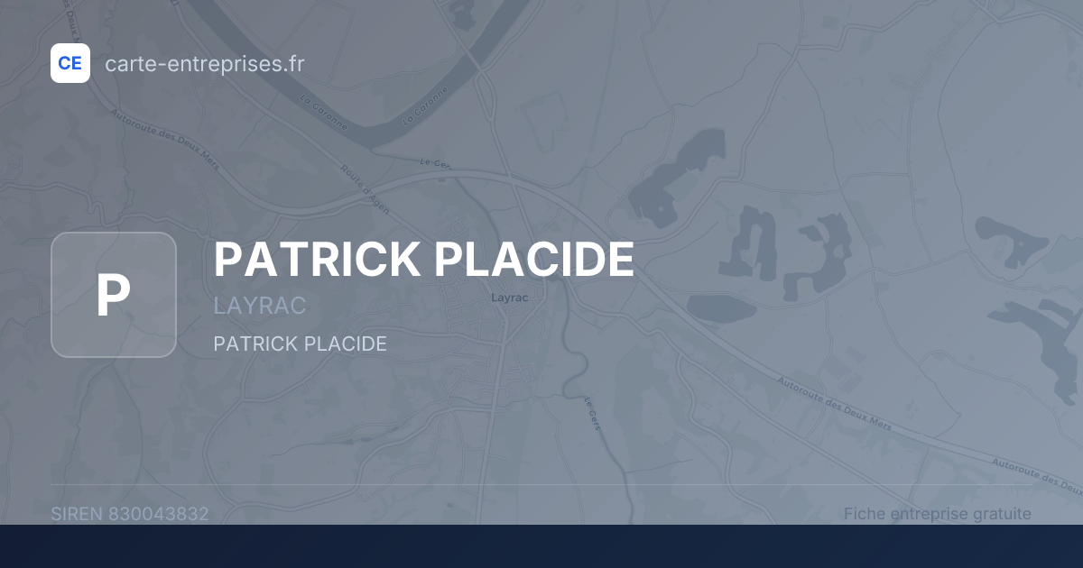 PATRICK PLACIDE — 830043832 — fiche entreprise