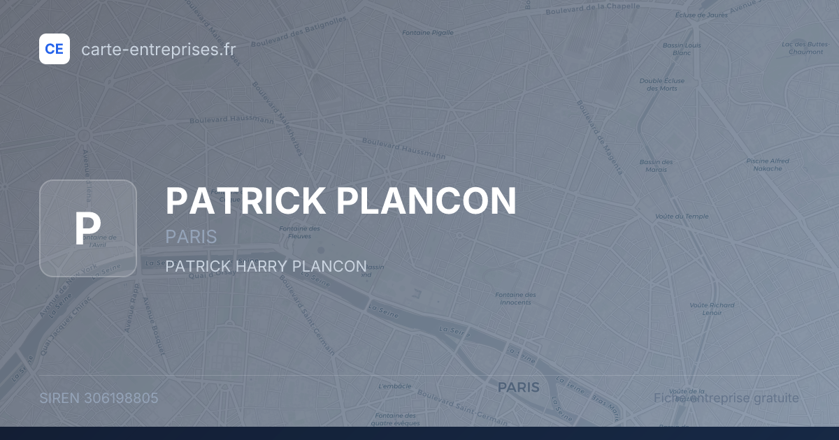 PATRICK PLANCON — 306198805 — fiche entreprise