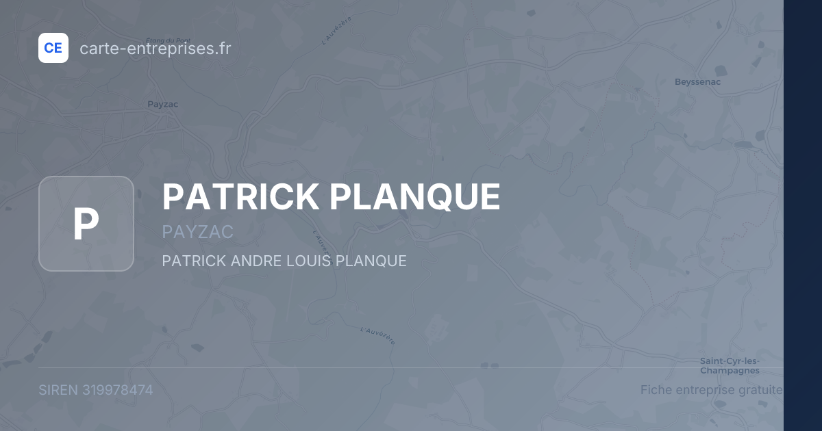 PATRICK PLANQUE — 319978474 — fiche entreprise