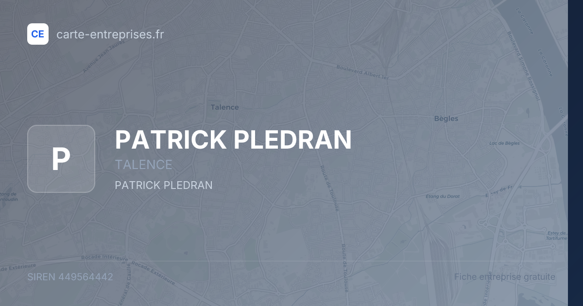 PATRICK PLEDRAN — 449564442 — fiche entreprise