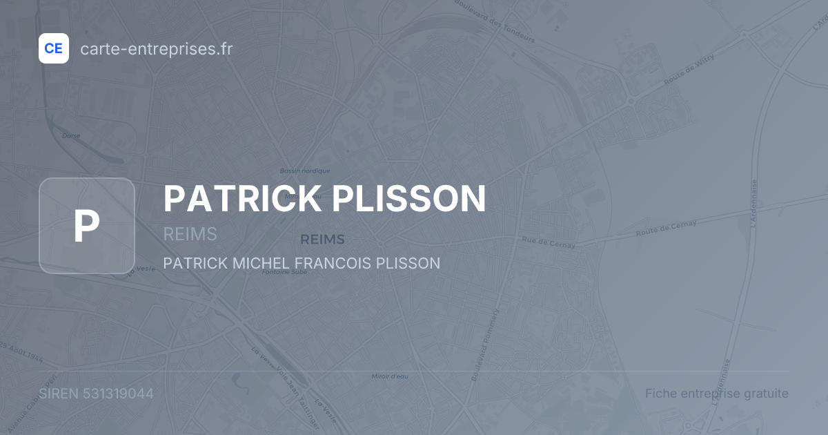 PATRICK PLISSON — 531319044 — fiche entreprise