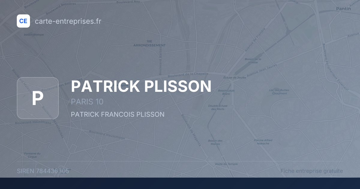 PATRICK PLISSON — 784436305 — fiche entreprise