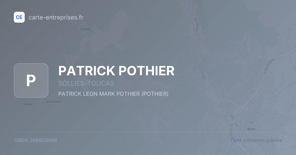 PATRICK POTHIER — 398604686 — fiche entreprise